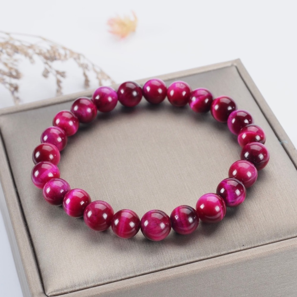 🆕New Pink Tiger’s Eye 8mm Healing Gemstone Bracelet - Picture 2 of 2